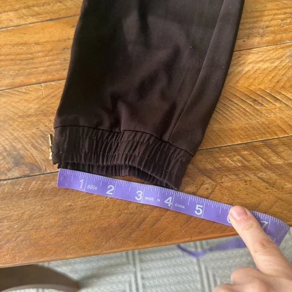 Susan Graver Dark Brown Pants with gold ankle zippers - Picture 8 of 9